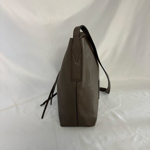 Michael Kors Junie Large Pebbled Leather Messenger Green Taupe Shoulder Bag - Picture 5 of 14